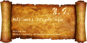 Németi Ifigénia névjegykártya